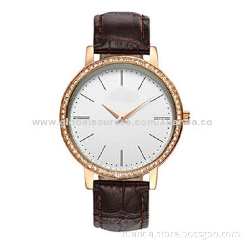Fashion watch, japan movt, diamond watch for woman style, alloy case, PU leatherNew